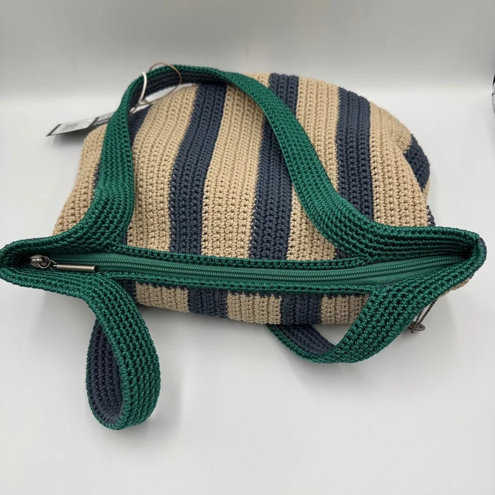 The Sak Gen Tote Bag Women's Green Beige Striped Crochet Recycled 109915 - Picture 9 of 12